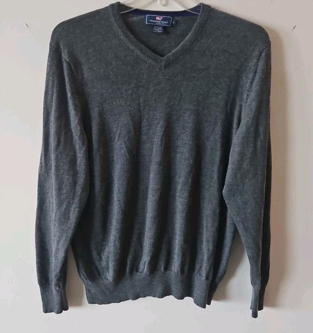 Vineyard Vines By Shep&Ian Sweater Mens Sz Large Gray Wool Silk Cashmere Blend